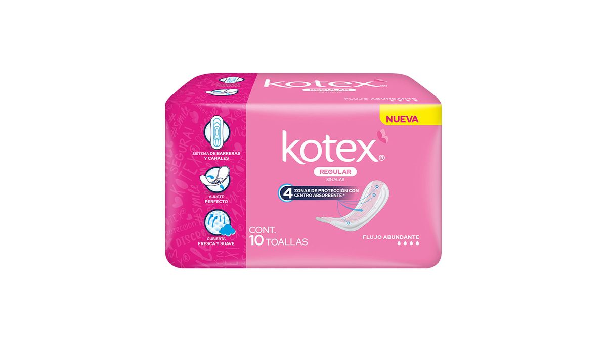Toallas Kotex Regular 10 Pz Flujo Abundante