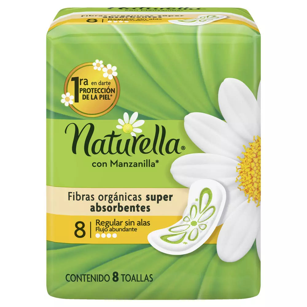 Toallas Naturela Regulares 8 Pz Sin Alas