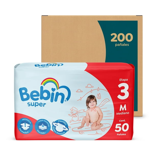 Pañales Bebin Super Tercera Etapa 3 M 40 pzas Mediano Bebin Super
