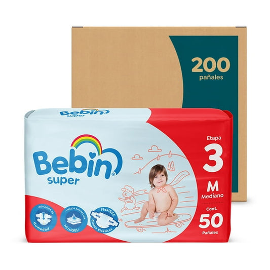 Pañales Bebin Super Tercera Etapa 3 M 40 pzas Mediano Bebin Super