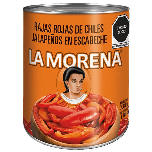 Rajas Rojas de Chiles Jalapeños en Escabeche 2.8 kg la Morena