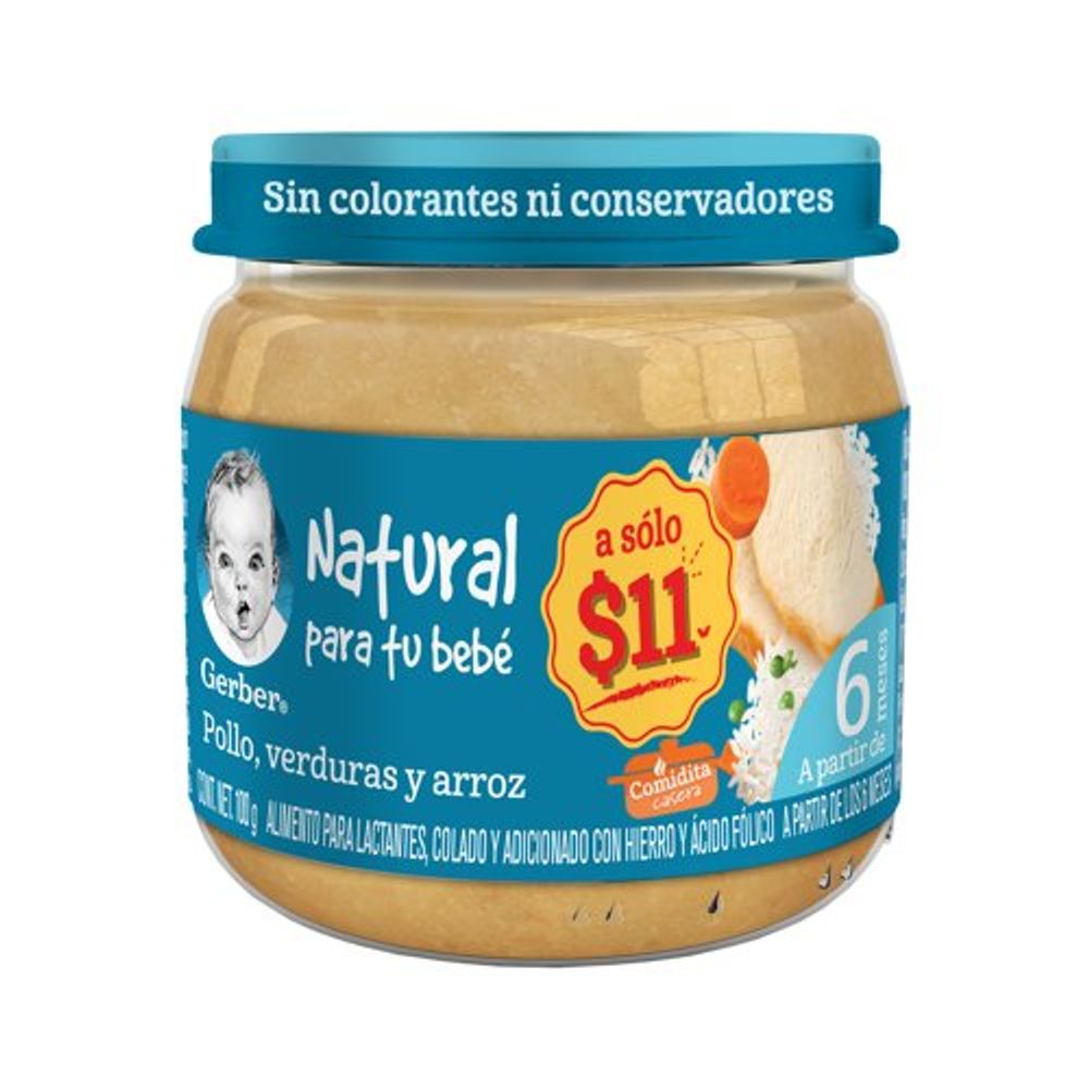 Gerber Alimento Natural de Pollo y Verduras 100 ml para Tu Bebé