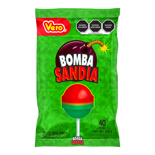 Bomba Sandia Bolsa De Paletas Vero 40 Pz