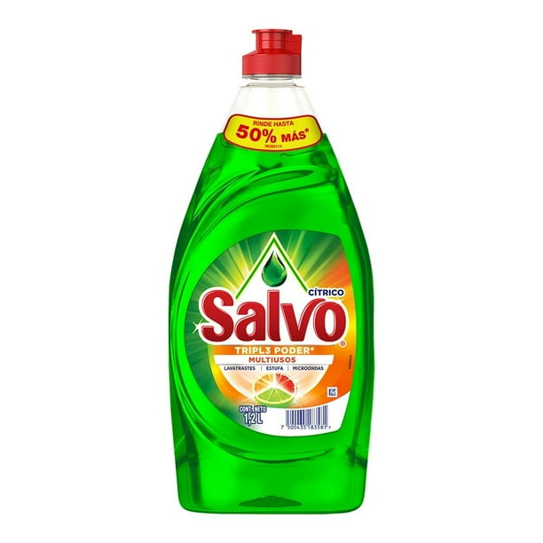 Lavatrastes Salvo Tripl3 Poder Limón 1.2 L Detergente Liquido