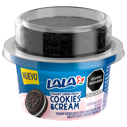 Yoghurt Sabor Fresa Con Cookies & Cream 100 G Lala