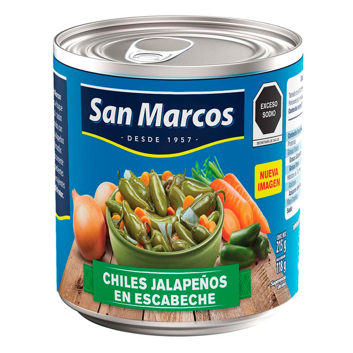 Jalapeños en Escabeche 215 g Chiles Enteros San Marcos