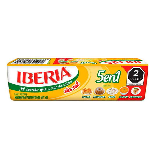 Iberia 90 g Margarina Pasteurizada sin Sal