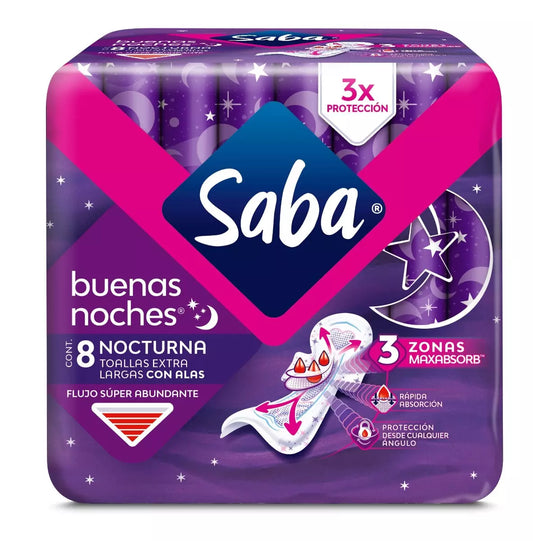 Toalla Saba Buenas Noches 8 Pz Nocturna Extra Largas  Con Alas
