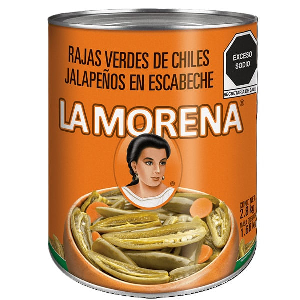 Rejas Verdes de Chiles Jalapeños en Escabeche 2.8 kg la Morena