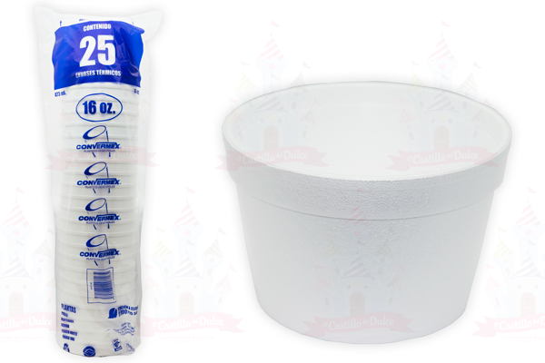 Envase Termico Convermex 16 Oz 716 25 pzas